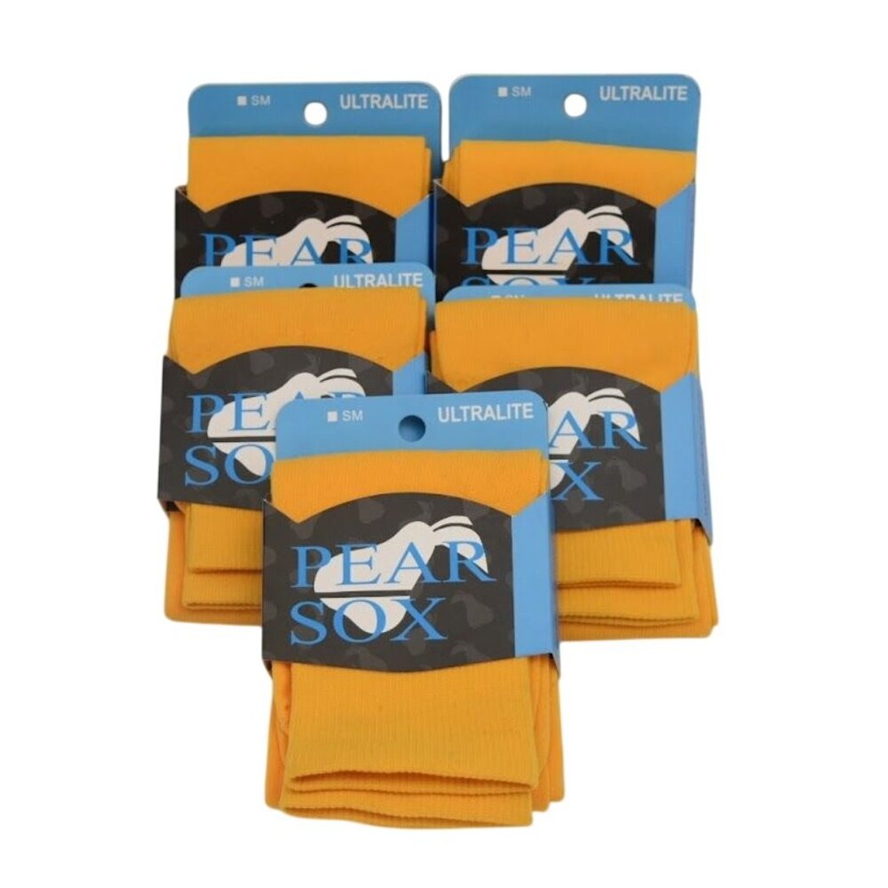 5 Pear Sox Ultralite Gold Sports Socks Small Medium For Youth or Adult